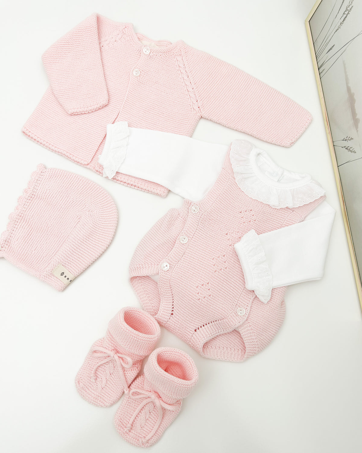 Set di salopette rosa baby (3 articoli)