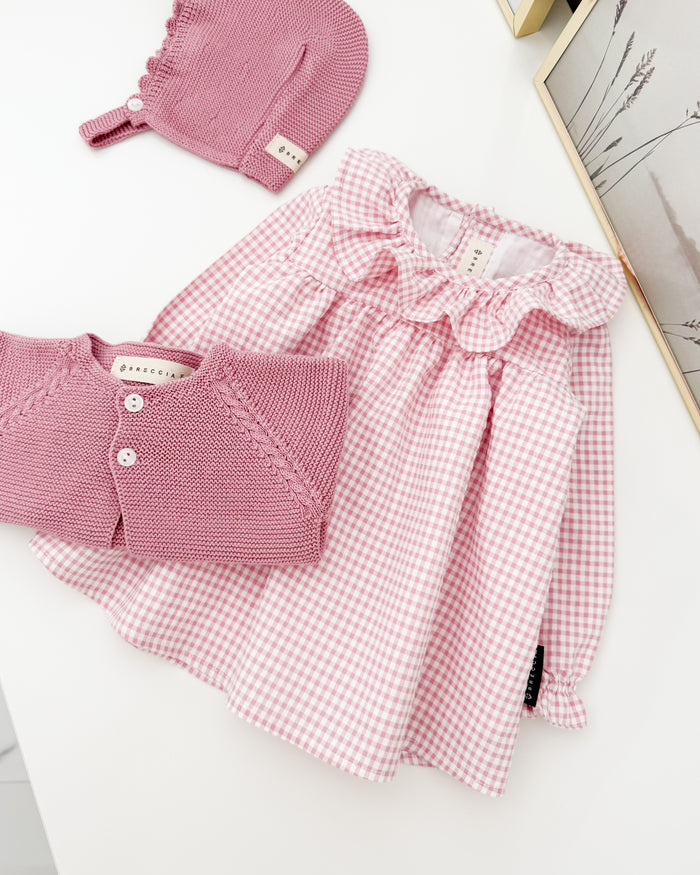 Vestido vichy rosa palo