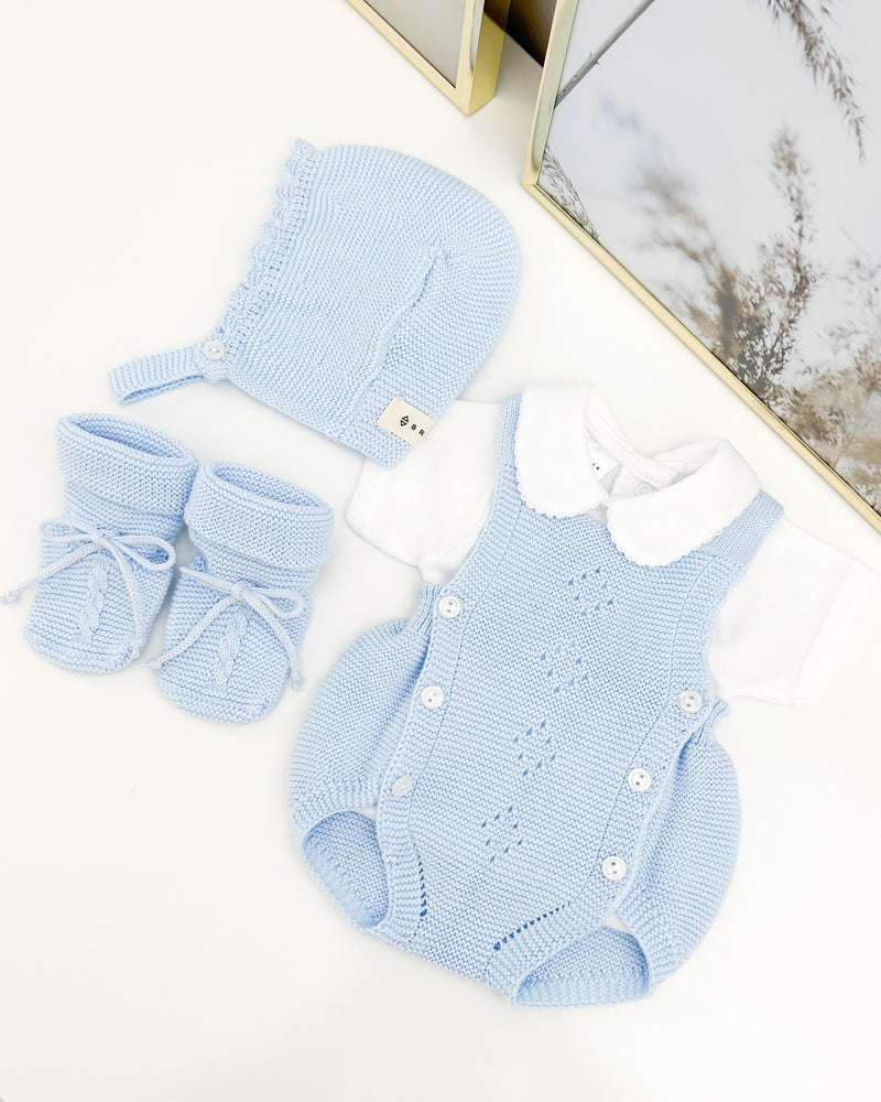 Set salopette bleu bébé (3 pièces)