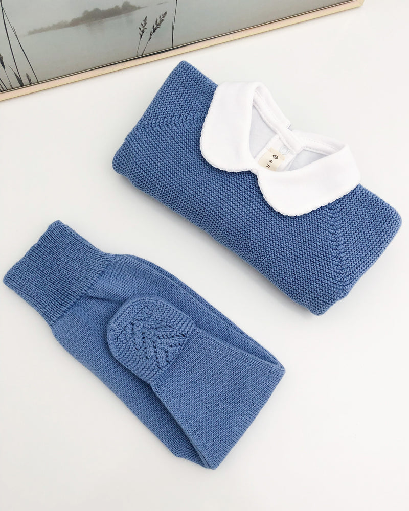 Maglia blu francese a manica lunga