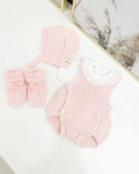 Set di salopette rosa baby (3 articoli)