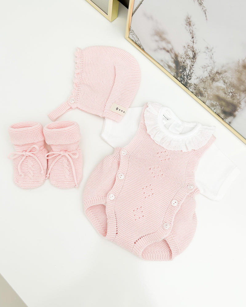 Set di salopette rosa baby (3 articoli)