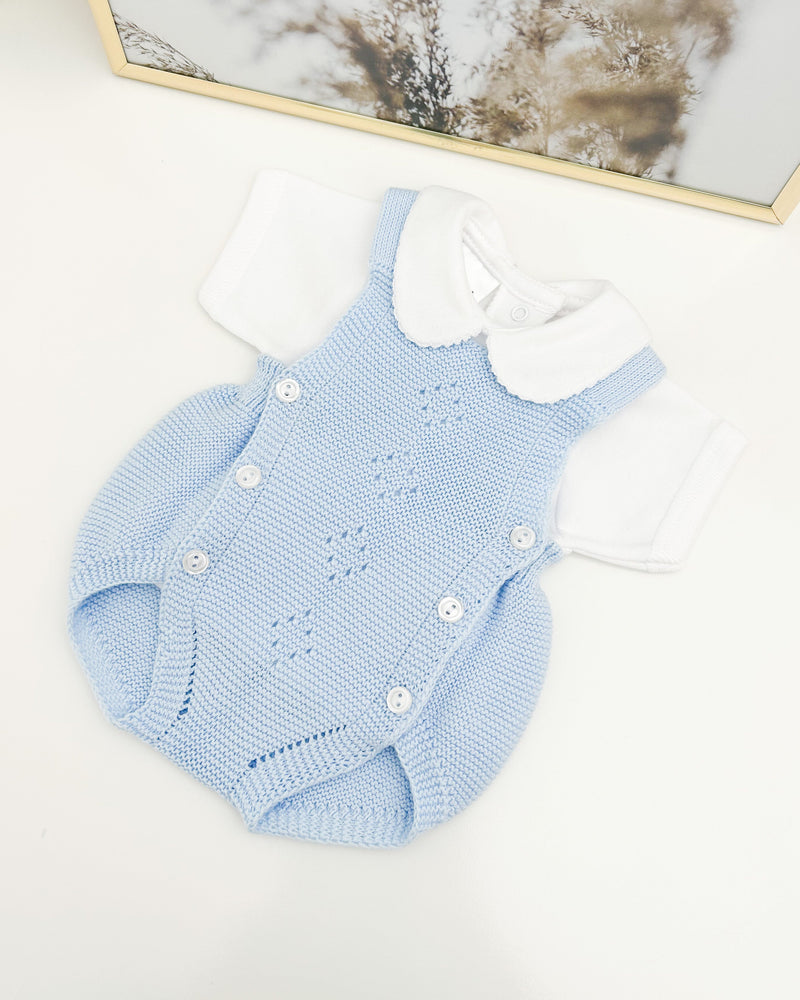 Set salopette bleu bébé (3 pièces)