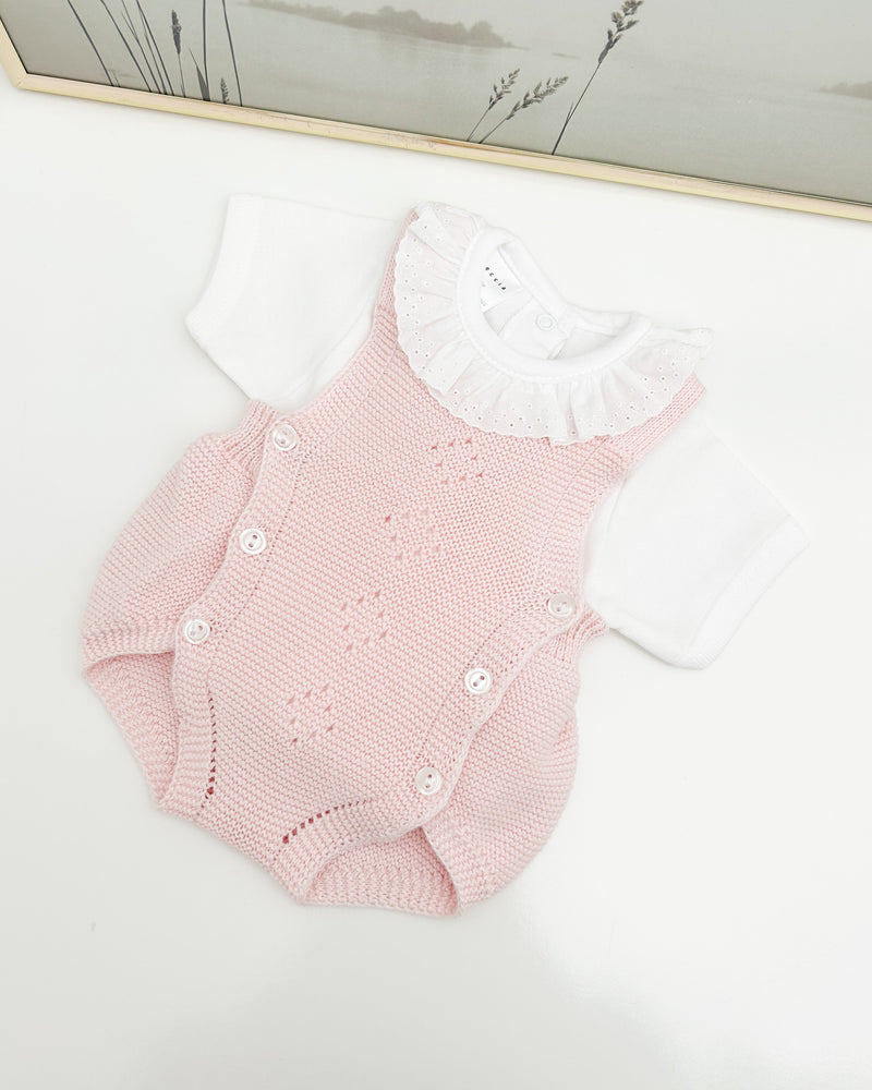 Set di salopette rosa baby (3 articoli)