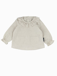 Camicia con volant color sabbia