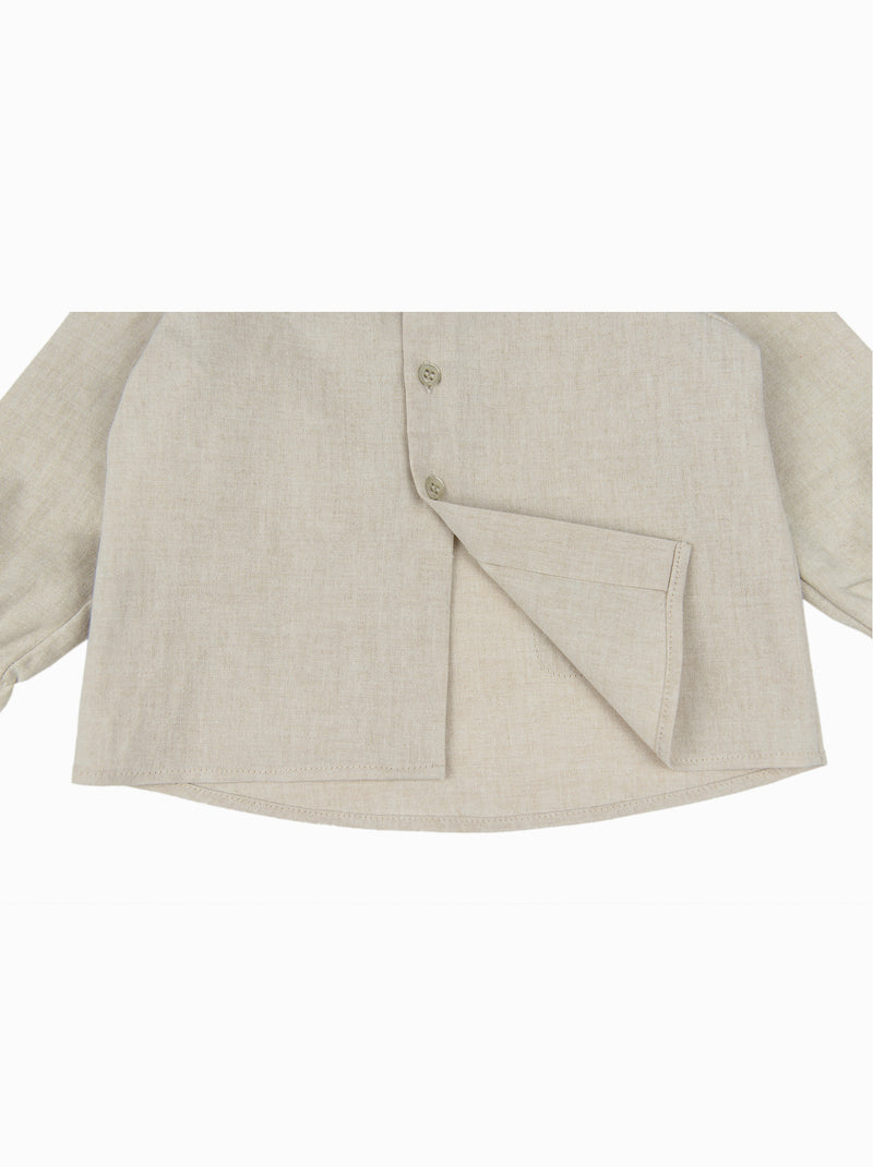 Camicia con volant color sabbia