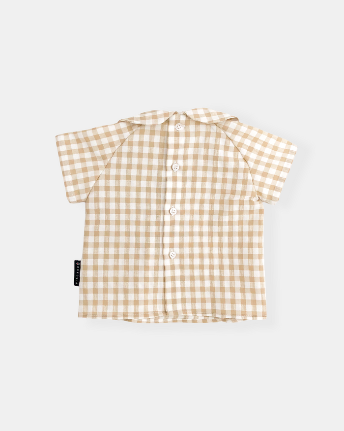 Camisa vichy beige.