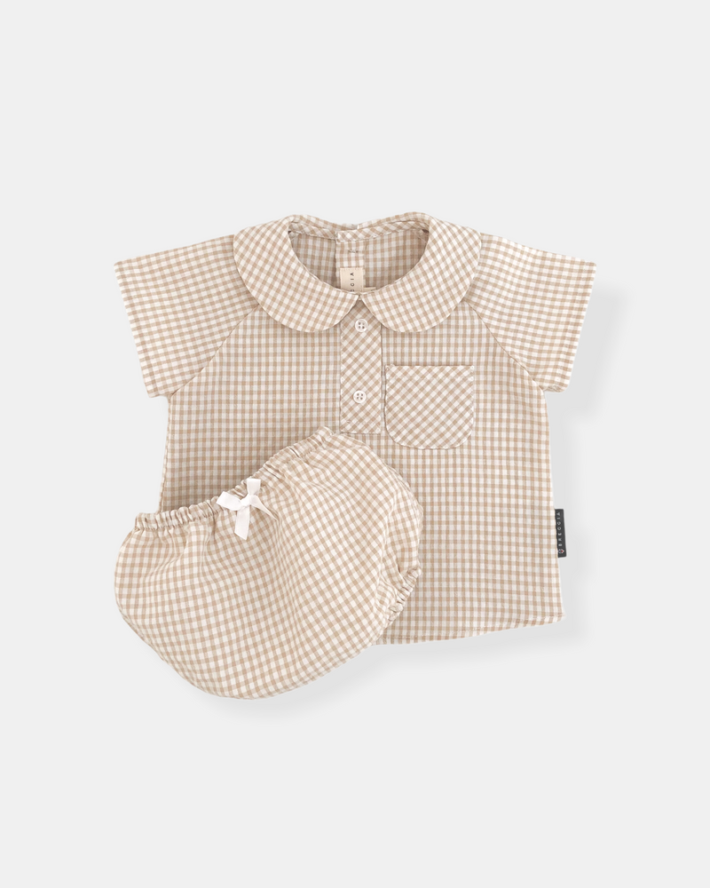 Camisa vichy beige