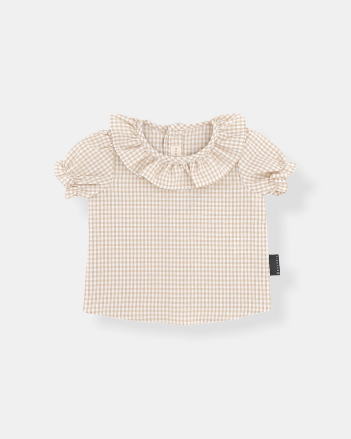 Chemise vichy à volants beige