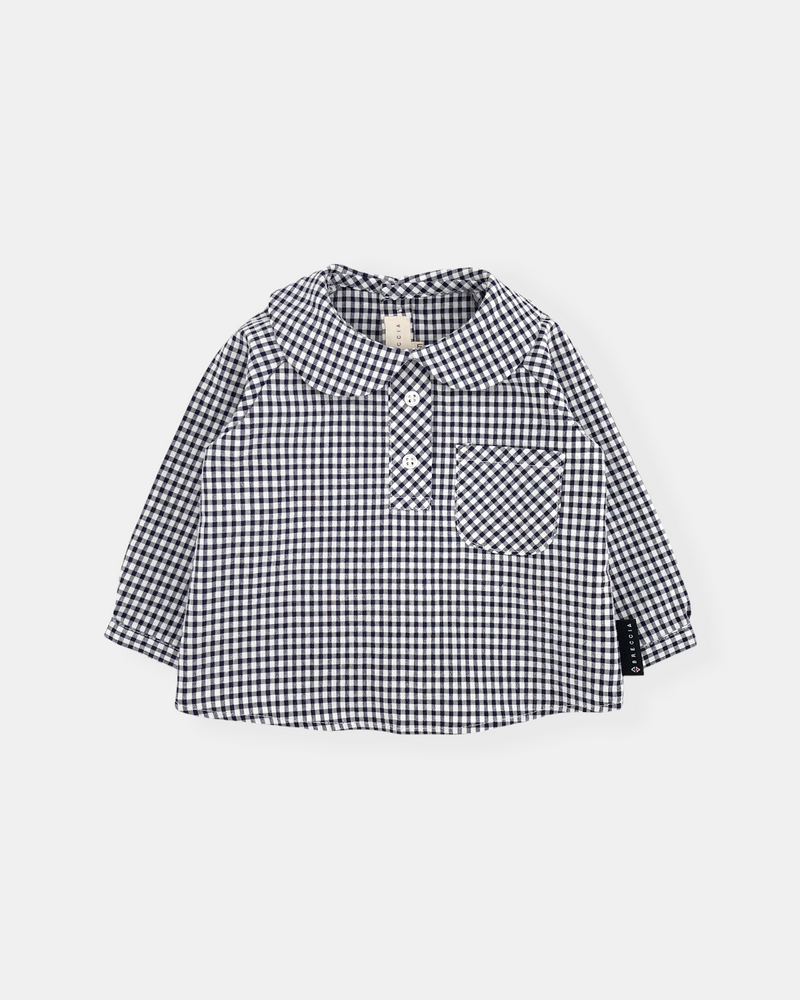 Camisa manga larga vichy azul marino