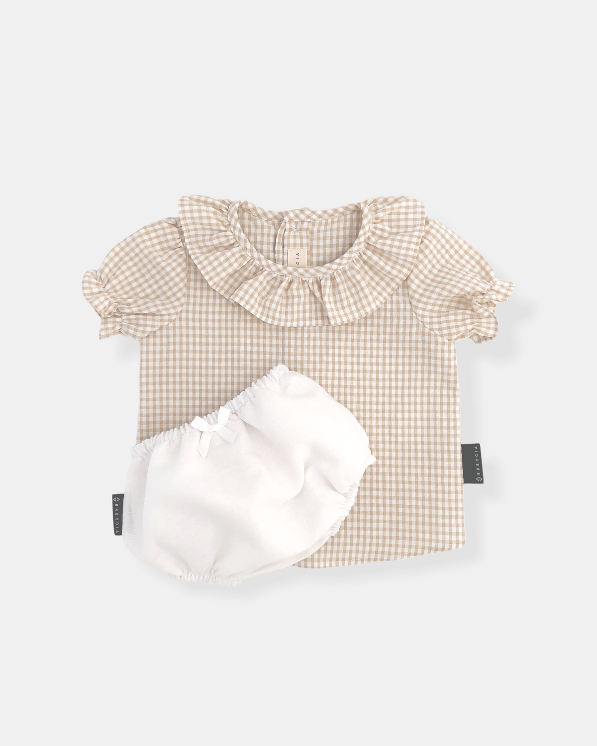 Camisa vichy beige volante Breccia