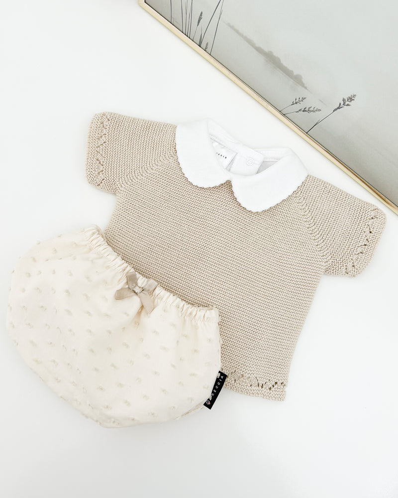 Set à manches courtes beige (3 pièces)
