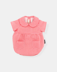 Vichy coral romper