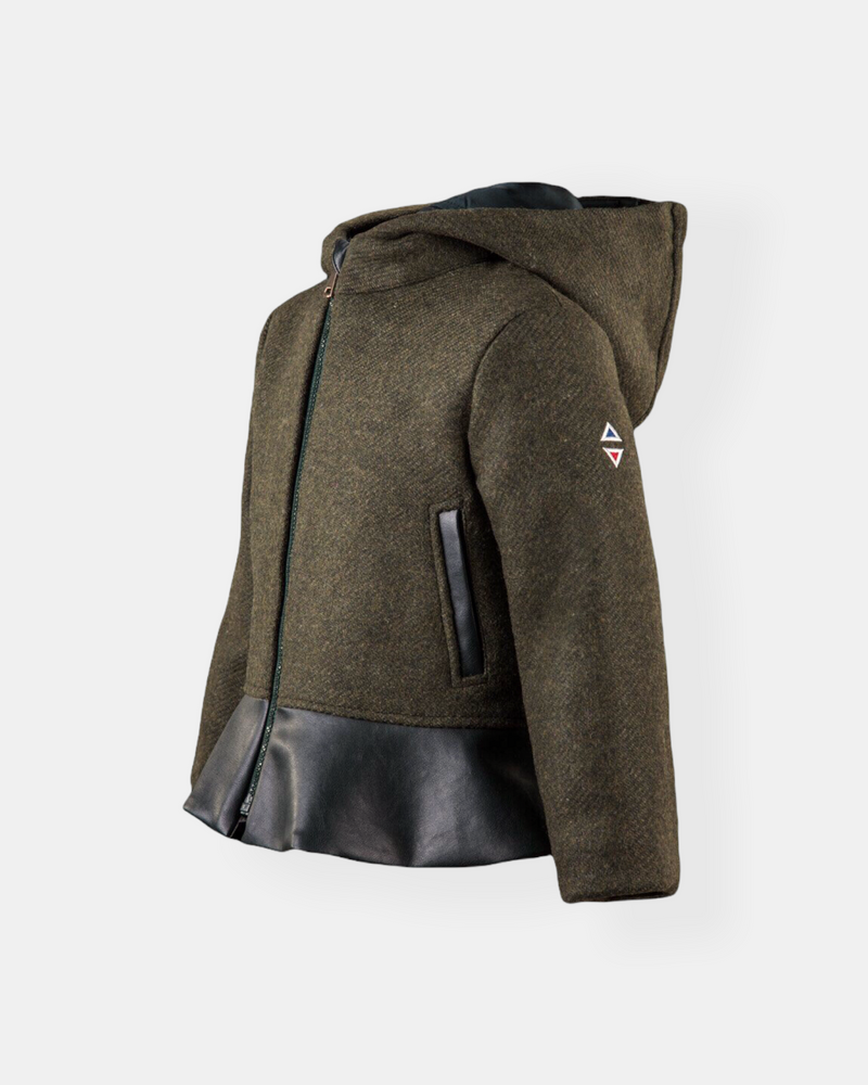Chaqueta lana con detalle polipel verde NIÑA