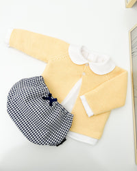 Conjunto vichy azul marino amarillo (3 prendas)