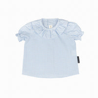 Camicia a quadretti blu con volant