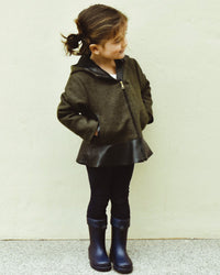 Chaqueta lana con detalle polipel verde NIÑA