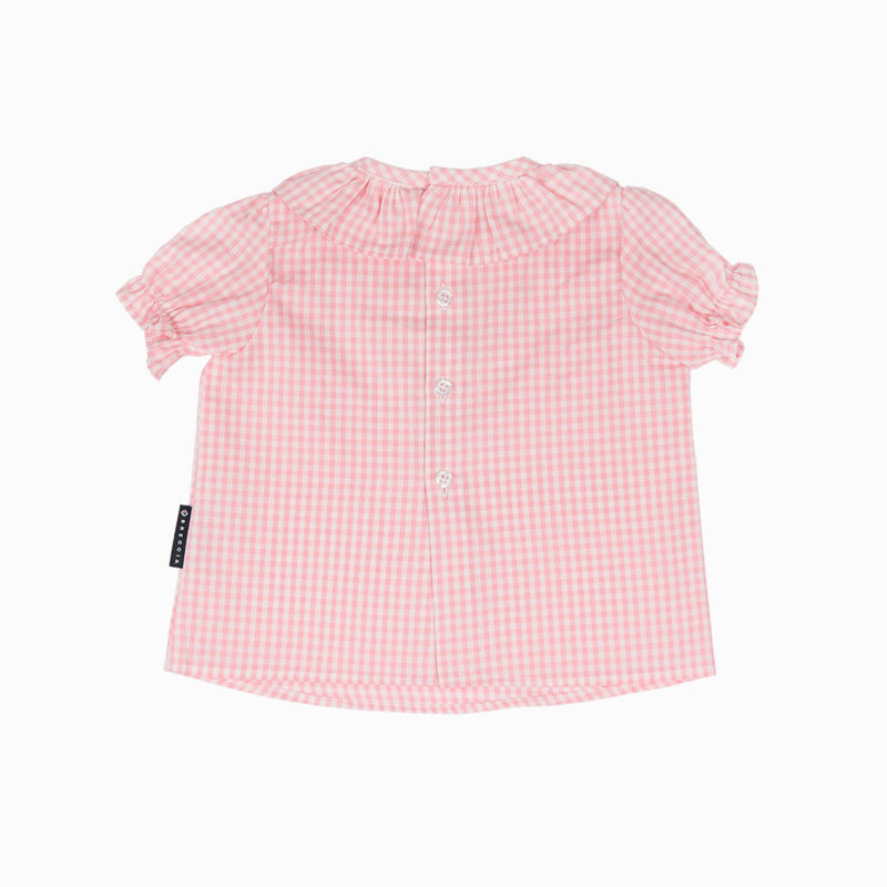 Chemise vichy fille rose