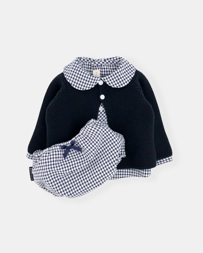 Camisa manga larga vichy azul marino