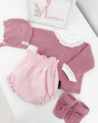 Conjunto manga larga rosa palo (3 prendas)