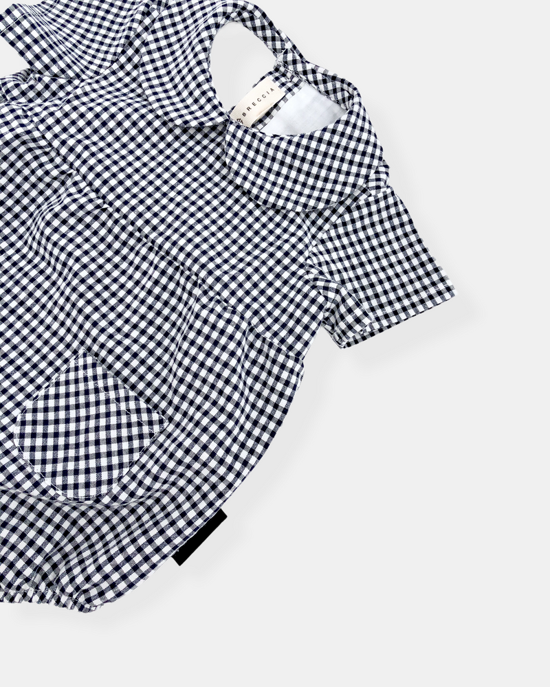 Vetement barboteuse vichy bleu marine Breccia