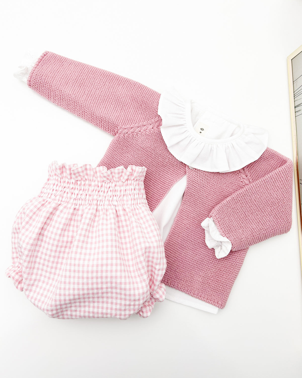 Conjunto vichy rosa palo (3 prendas)