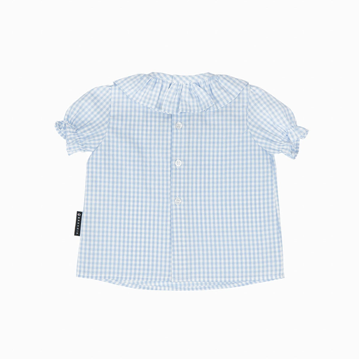 Chemise à volants en vichy bleu