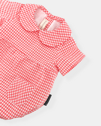 Vichy coral romper