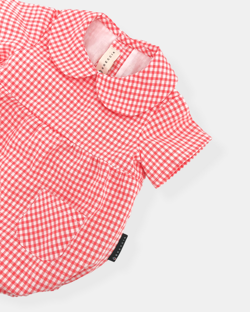 Vichy coral romper