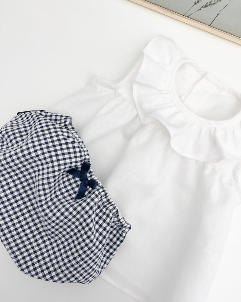 Conjunto vichy azul marino (3 prendas)