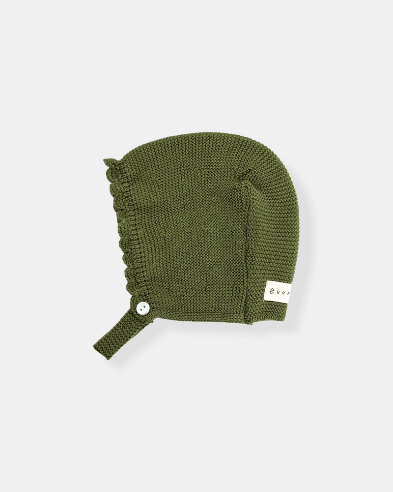 Kaki green knitted bonnet