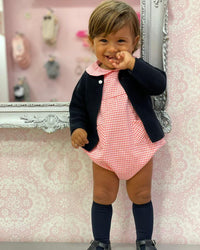 Vichy coral romper