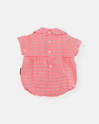 Vichy coral romper