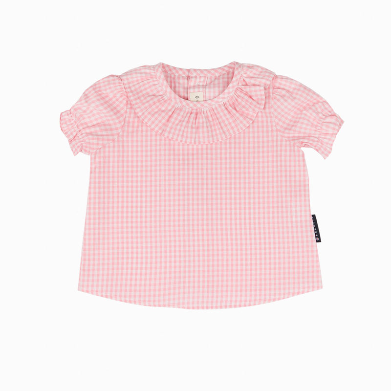 Chemise vichy fille rose